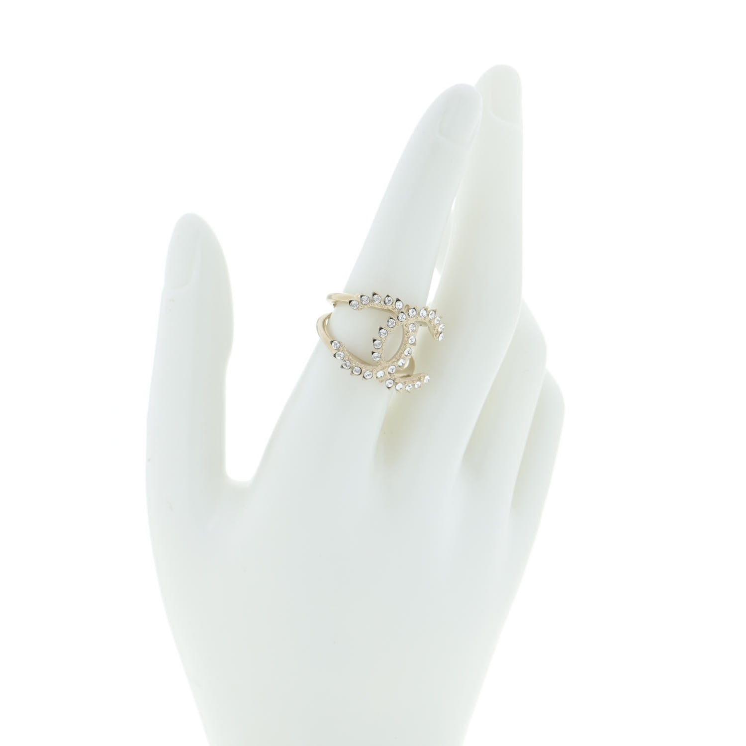 Chanel Crystal CC Ring 4.5 Gold 2 of 5