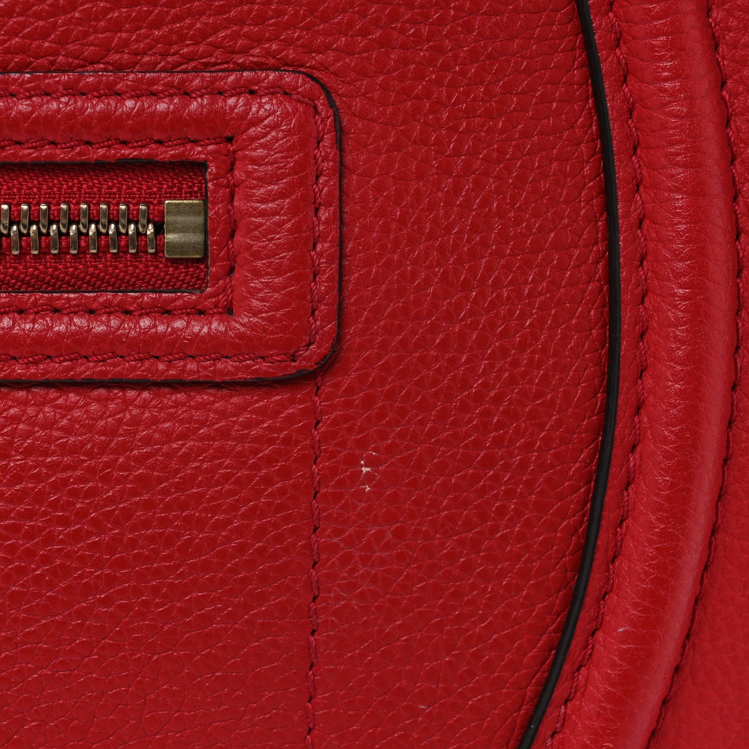 Celine Drummed Calfskin Mini Luggage Coquelicot 16 of 17