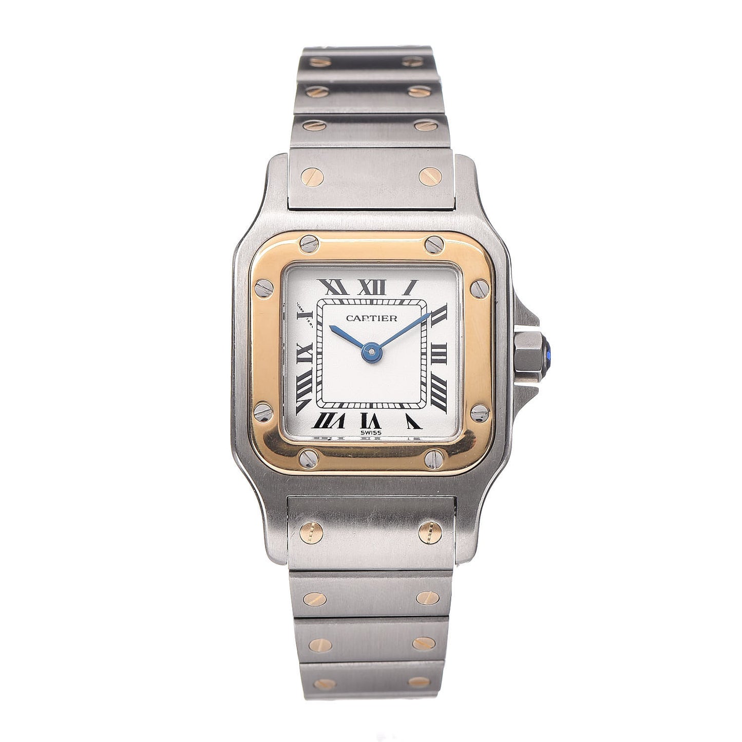Stainless Steel 18K Yellow Gold 24mm Santos De Cartier Galbee Quartz Watch