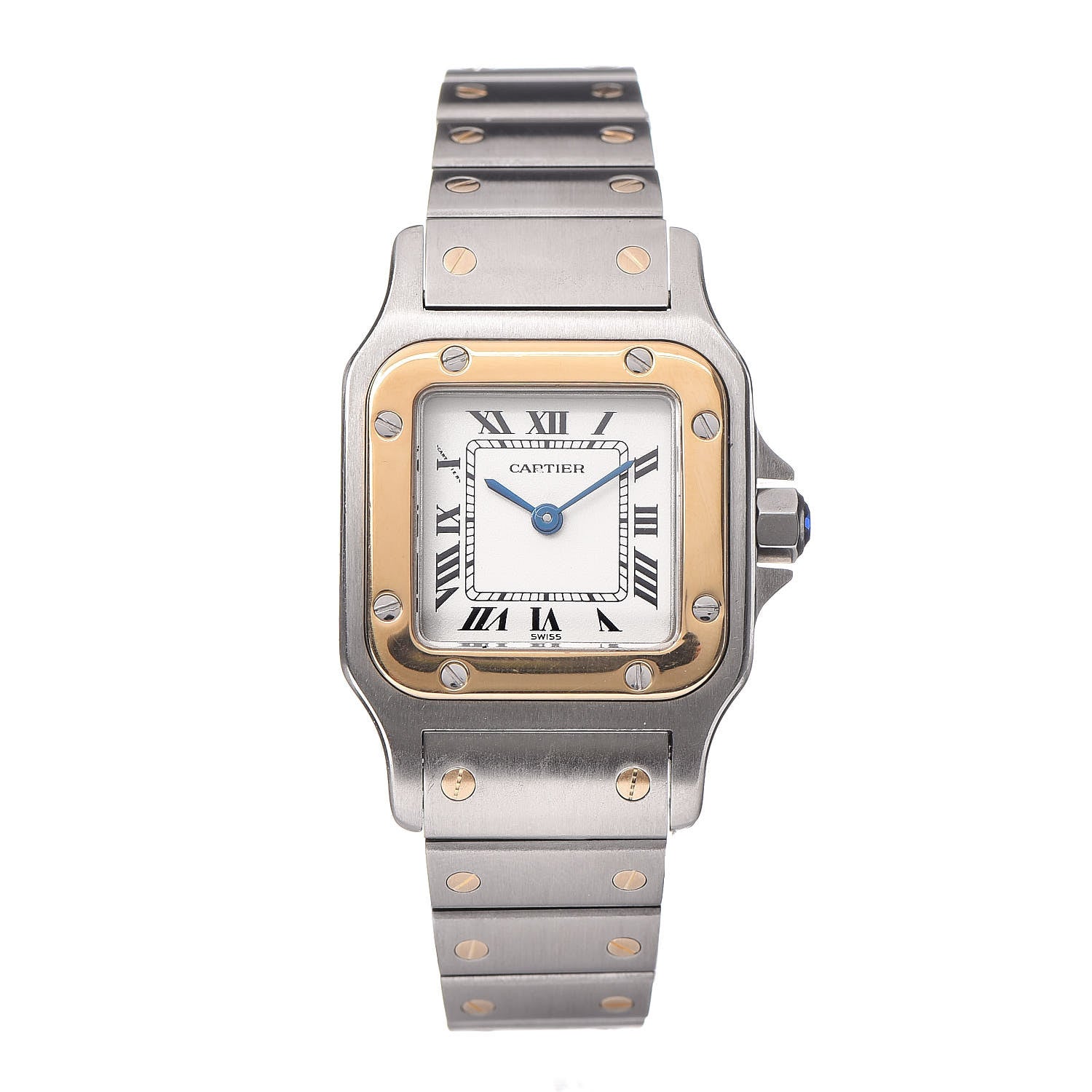 Cartier Stainless Steel 18K Yellow Gold 24mm Santos De Cartier Galbee Quartz Watch 1 of 6