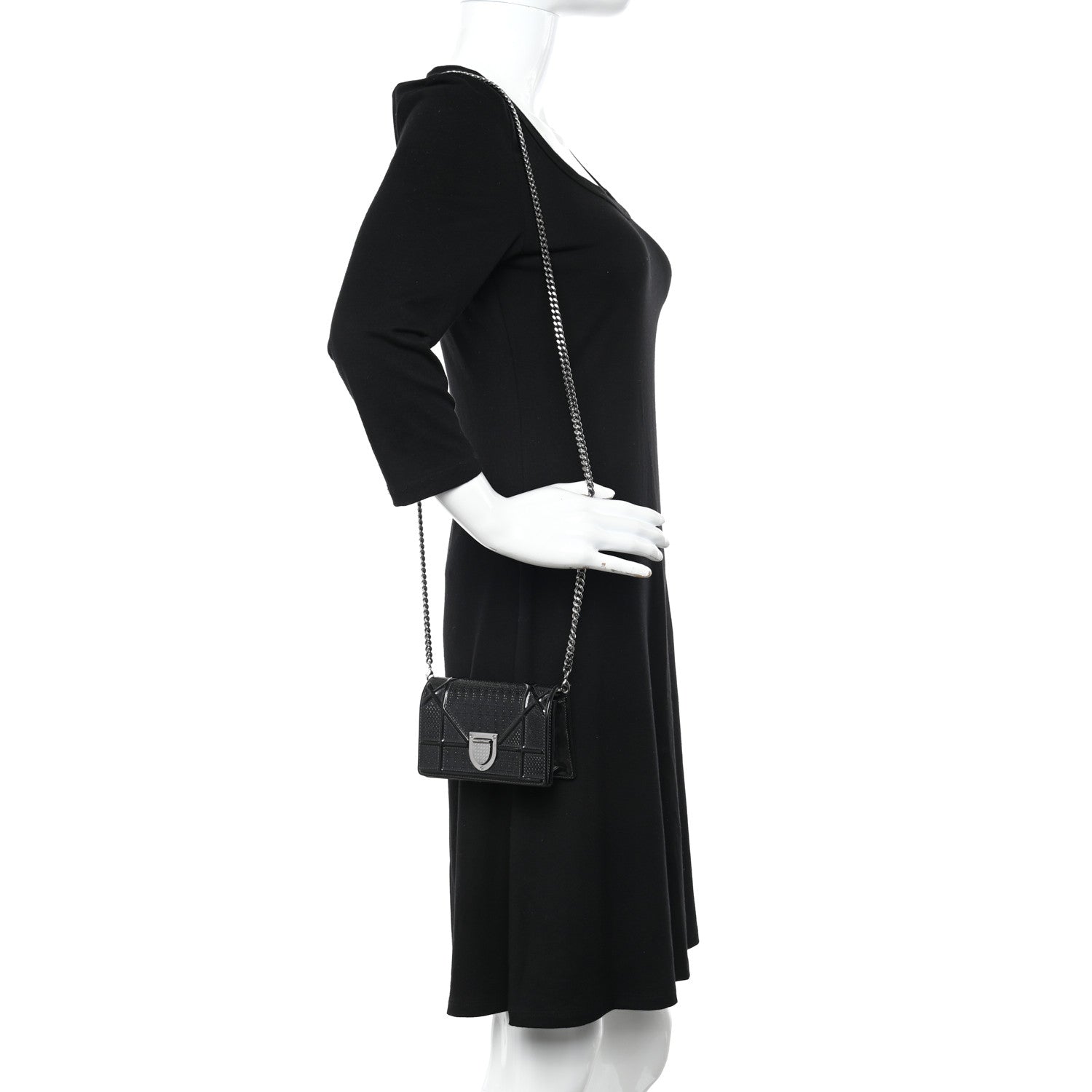 Christian Dior Patent Micro-Cannage Baby Diorama Flap Bag Black 2 of 10