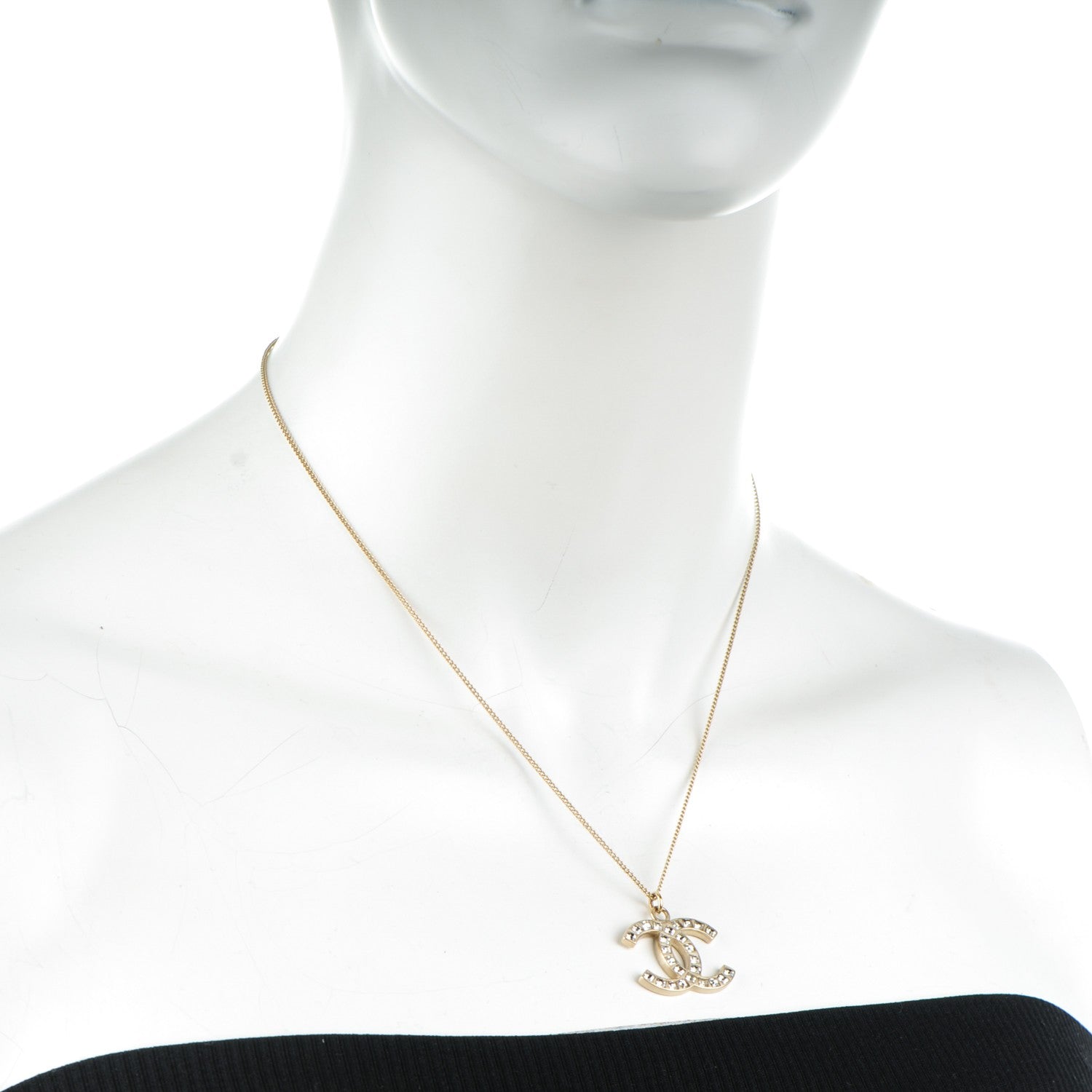 Chanel Baguette Crystal CC Necklace Light Gold 2 of 4