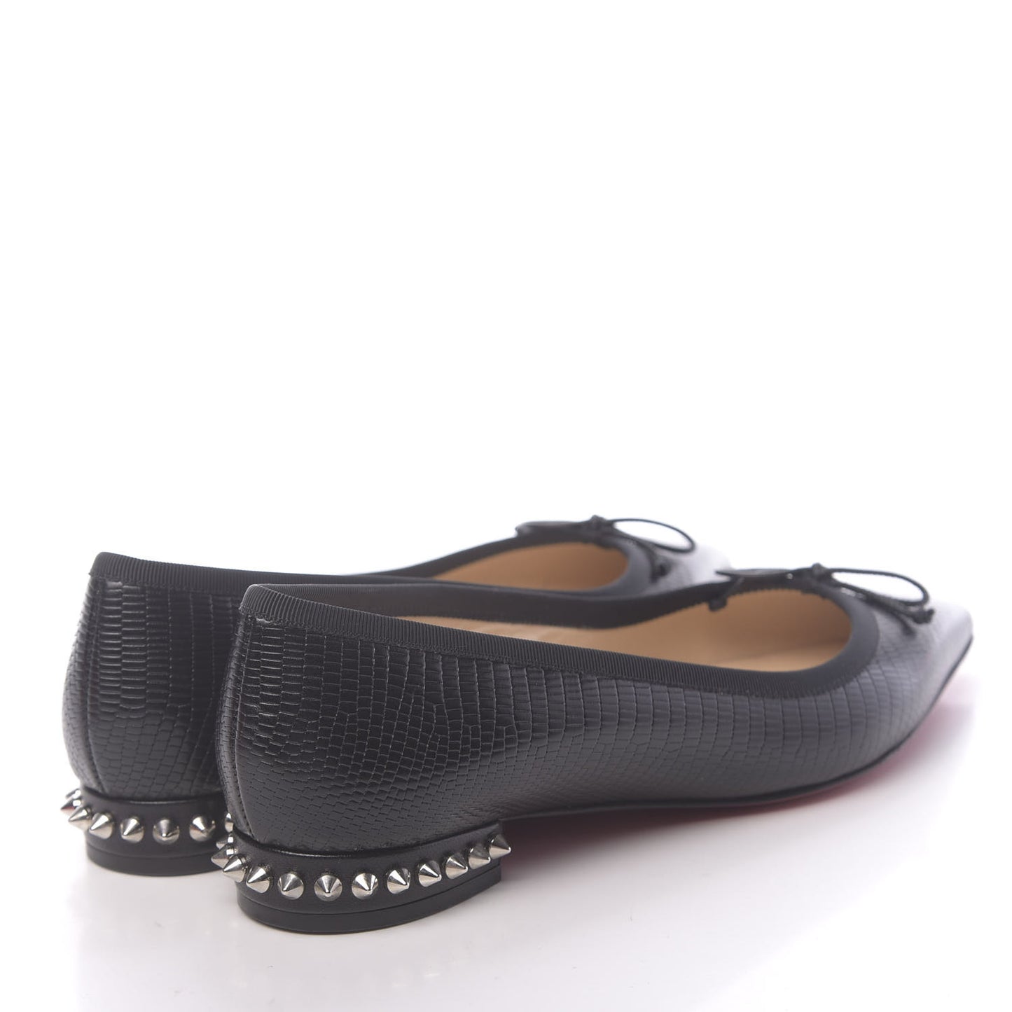 Calf Zarli Nappa Grosgrain Spiked Hall Flats 36.5 Black