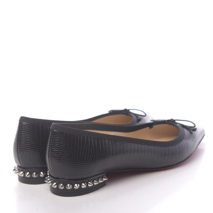 Christian Louboutin Calf Zarli Nappa Grosgrain Spiked Hall Flats 36.5 Black 4 of 7