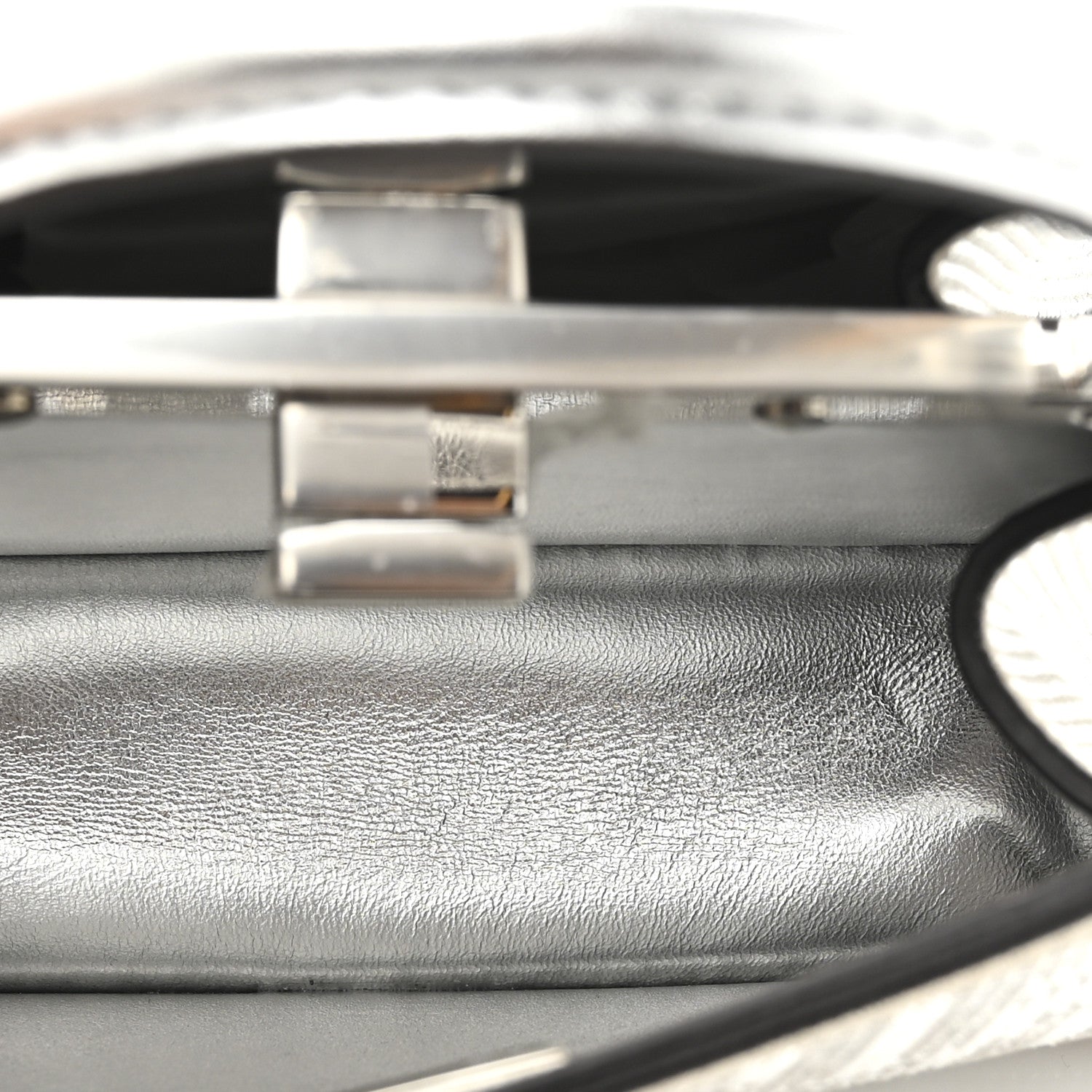 Fendi Crystal Vitello Laminato FF Petite Peekaboo I SEE U Satchel Crystal Argento 5 of 13