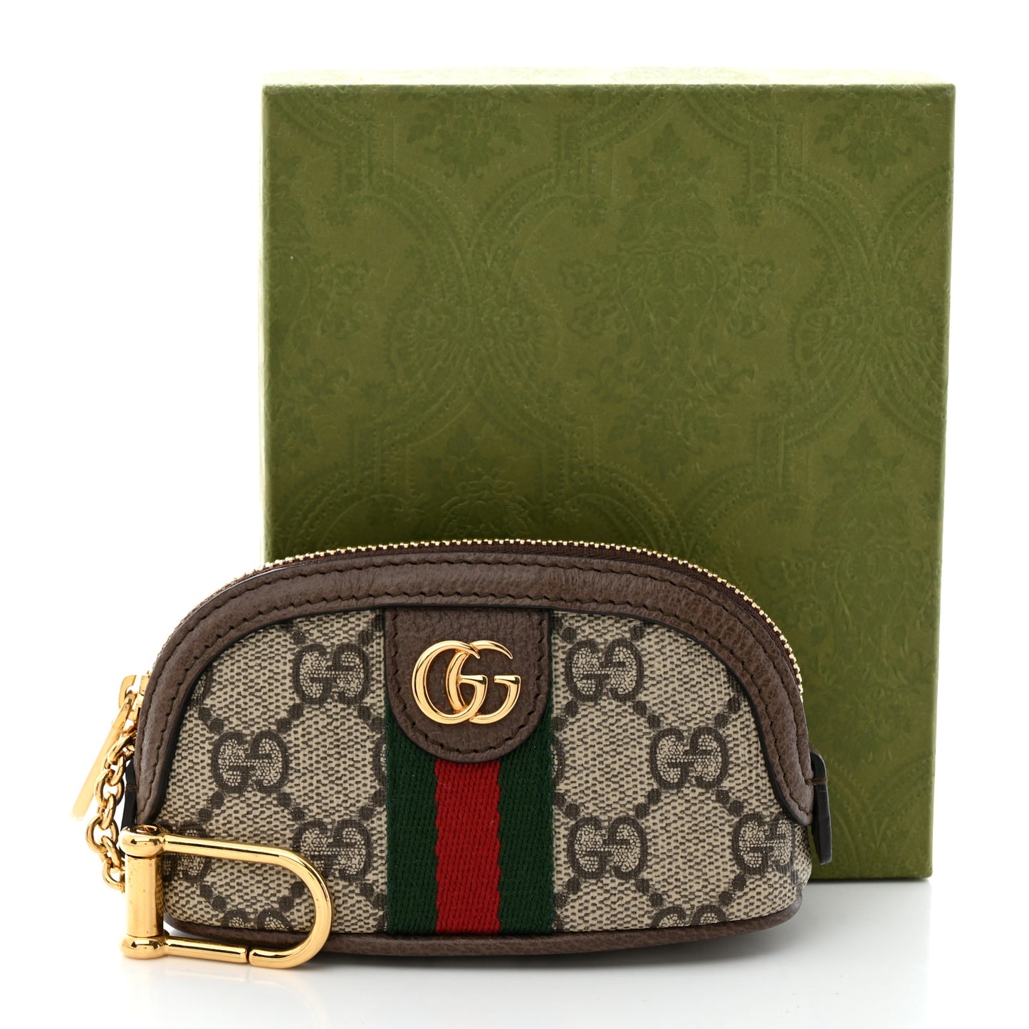 GG Supreme Monogram Web Ophidia Dome Key Pouch Beige New Acero