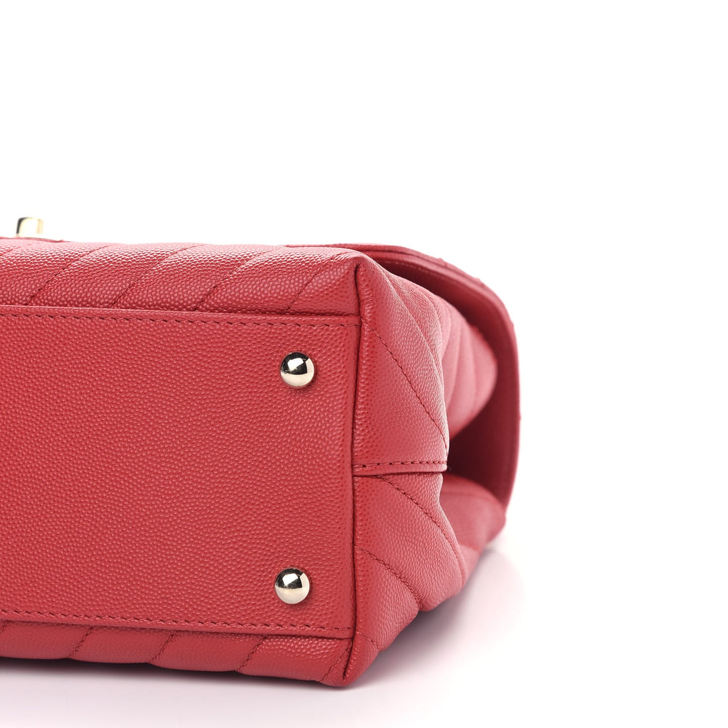 Caviar Chevron Quilted Small Coco Handle Flap Red