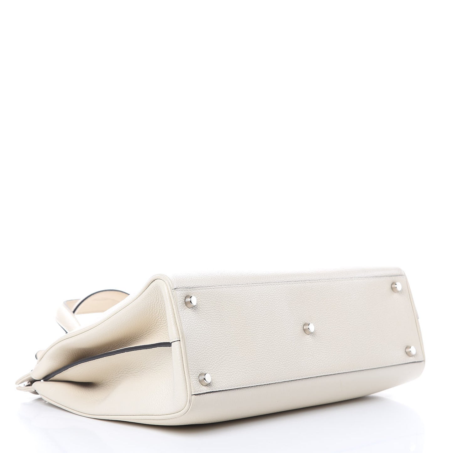 Grainy Calfskin Medium Zumi Top Handle Bag Mystic White