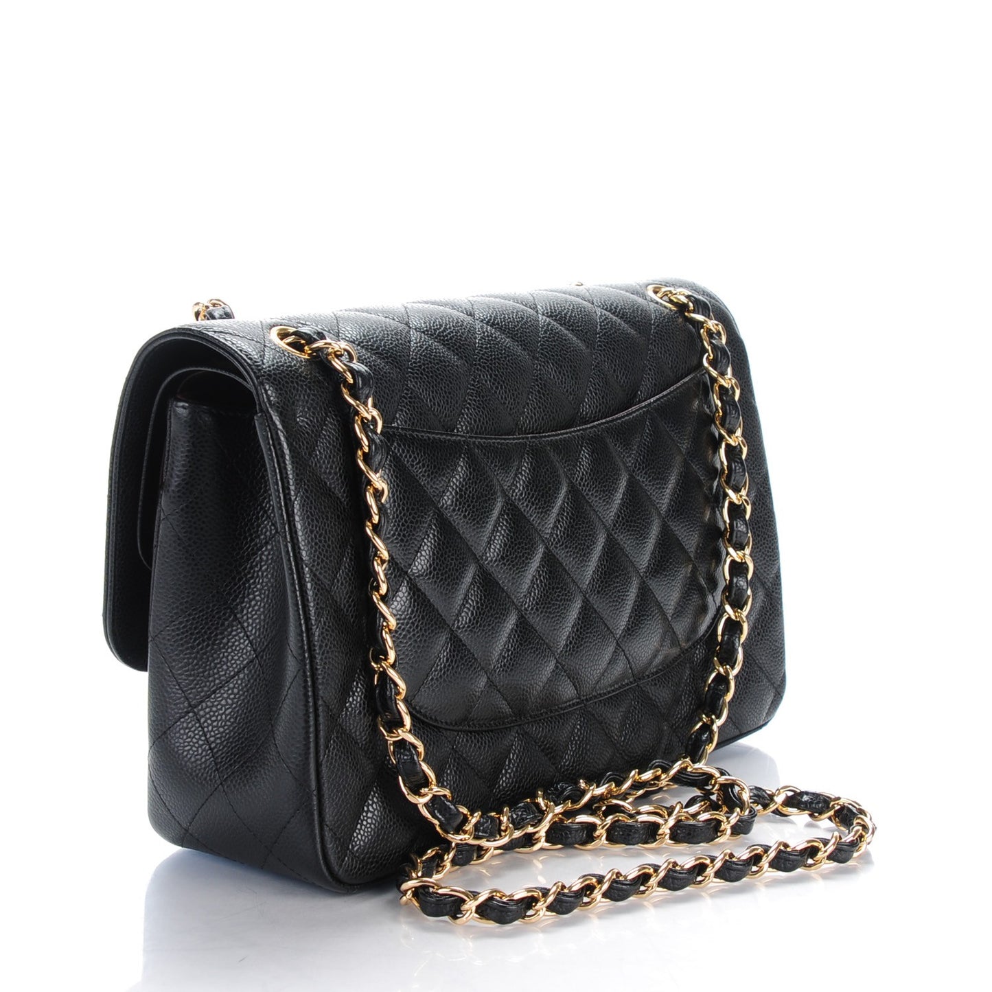 Caviar Quilted Jumbo Double Flap Black
