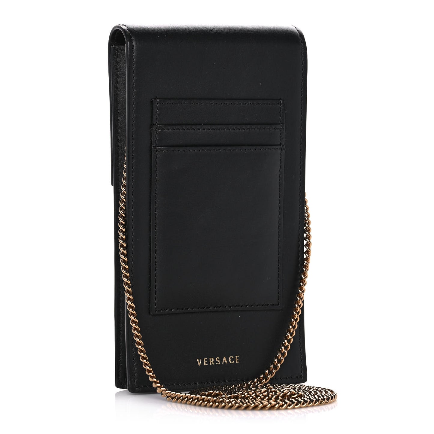 Vitello Medallion Cell Phone Crossbody Black
