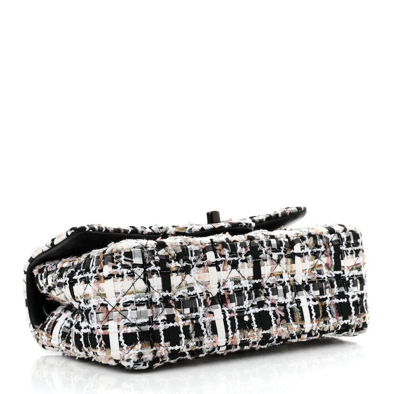 Chanel Tweed Quilted Mini Rectangular Flap White Black Multicolor 4 of 10