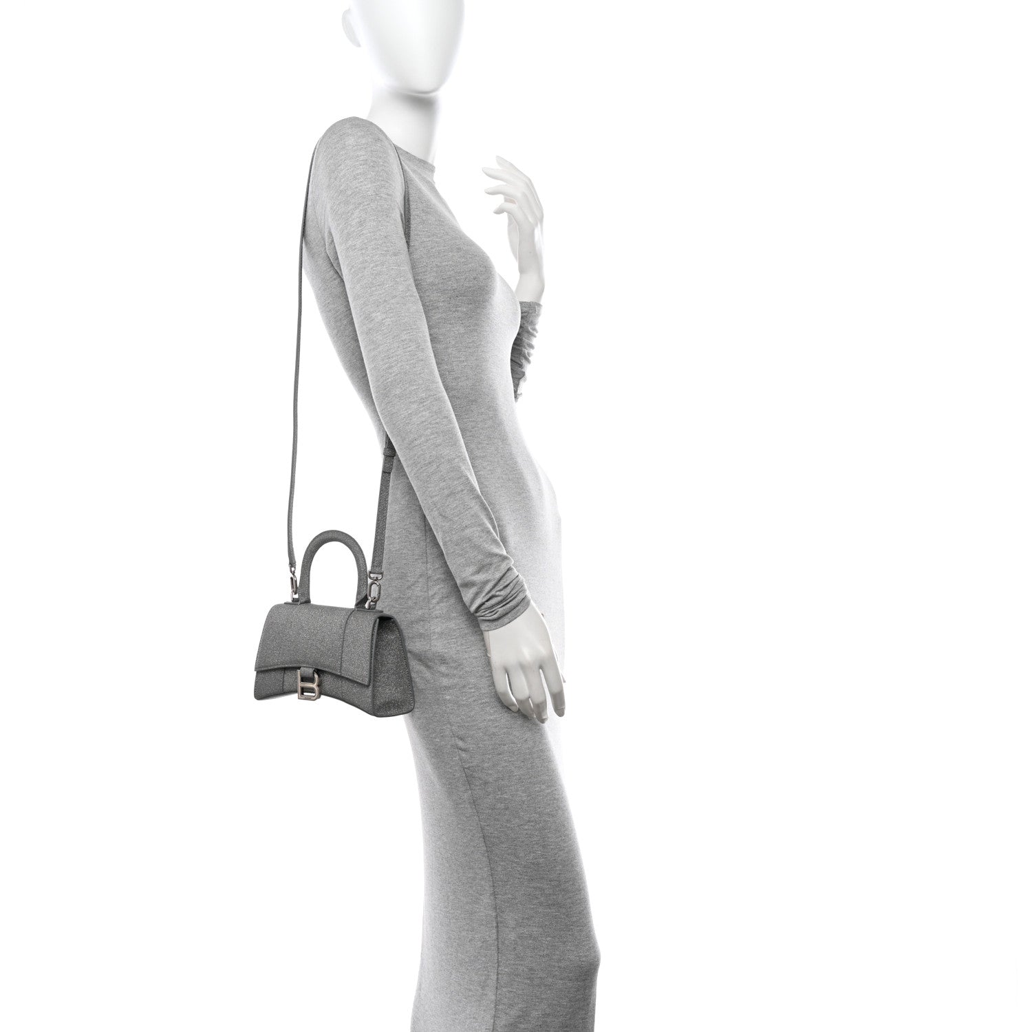 Balenciaga Glitter Fabric Hourglass Top Handle Bag XS Grey 2 of 14