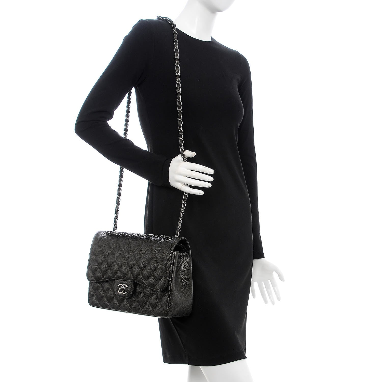 Chanel Caviar Quilted Jumbo Double Flap Dark Charcoal 2 of 7