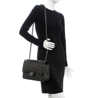 Chanel Caviar Quilted Jumbo Double Flap Dark Charcoal 2 of 7