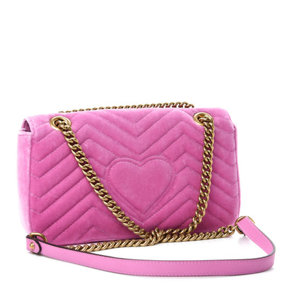 Gucci Velvet Matelasse Marquise Crystals Embroidered Small GG Marmont Shoulder Bag Malva 3 of 10