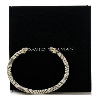 David Yurman Sterling Silver 14K Yellow Gold Diamond 5mm Cable Classics Pave Domes Bracelet 5 of 5