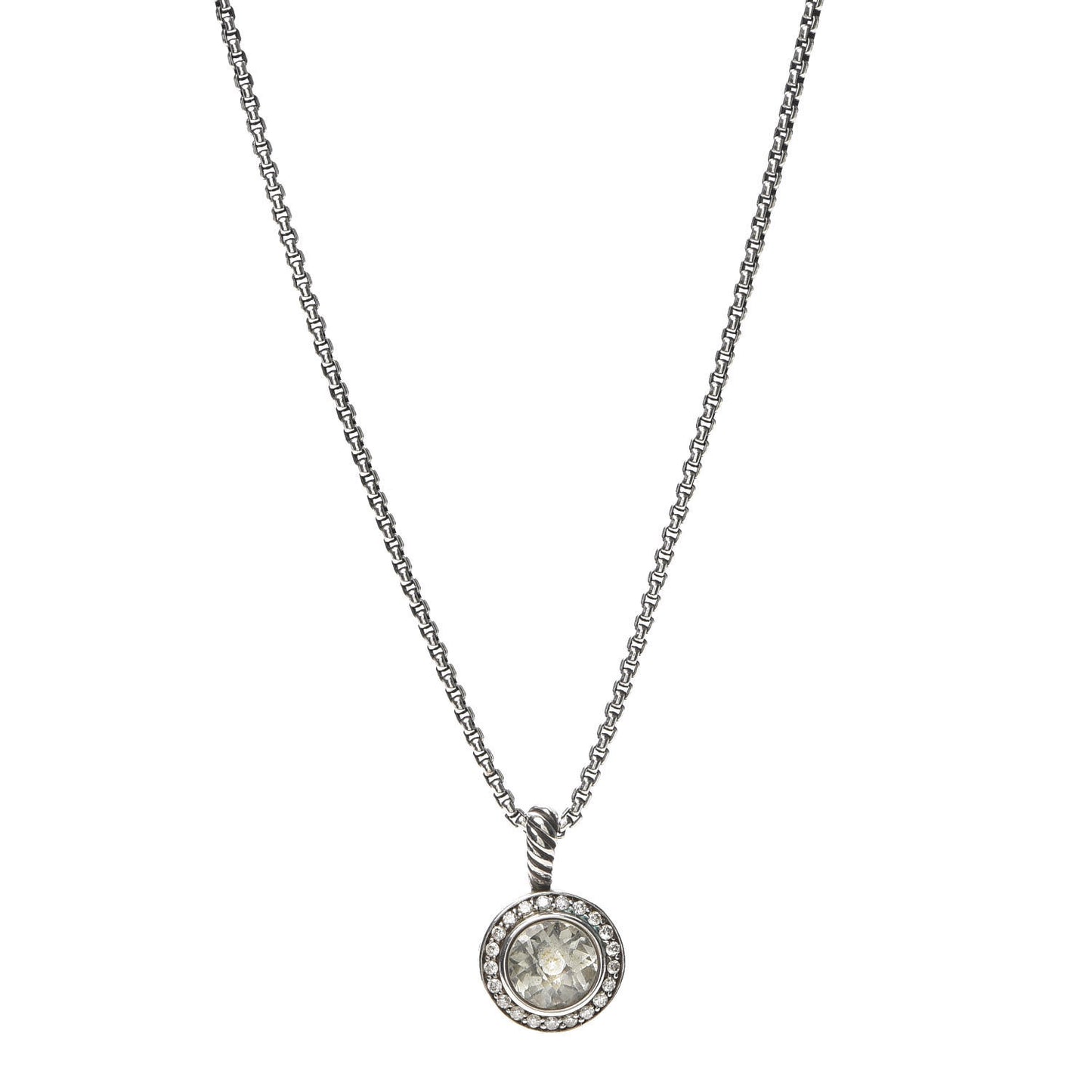 Sterling Silver Diamond Prasiolite 8mm Petite Cerise Pendant Necklace
