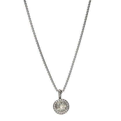 David Yurman Sterling Silver Diamond Prasiolite 8mm Petite Cerise Pendant Necklace 1 of 5