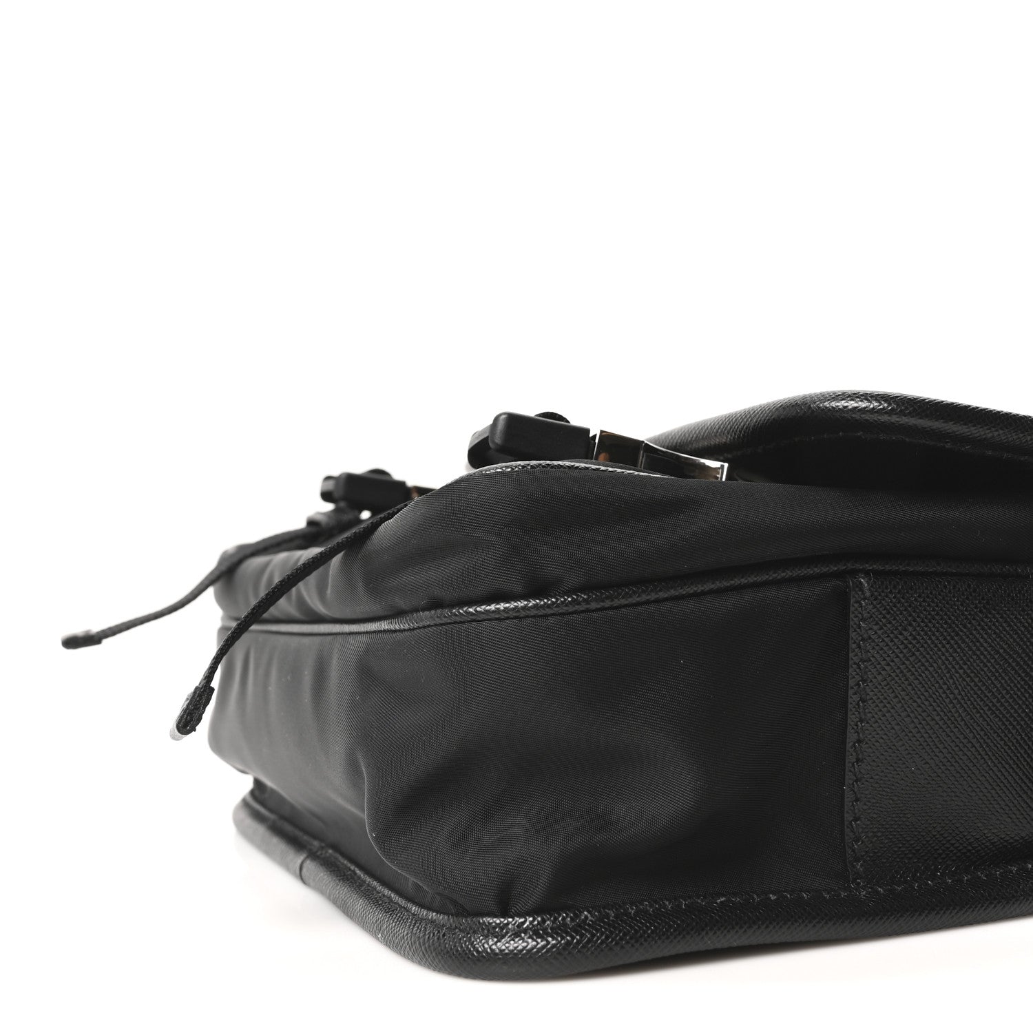 Prada Re-Nylon Saffiano Pocket Double Snap Buckle Messenger Shoulder Bag Black 10 of 10