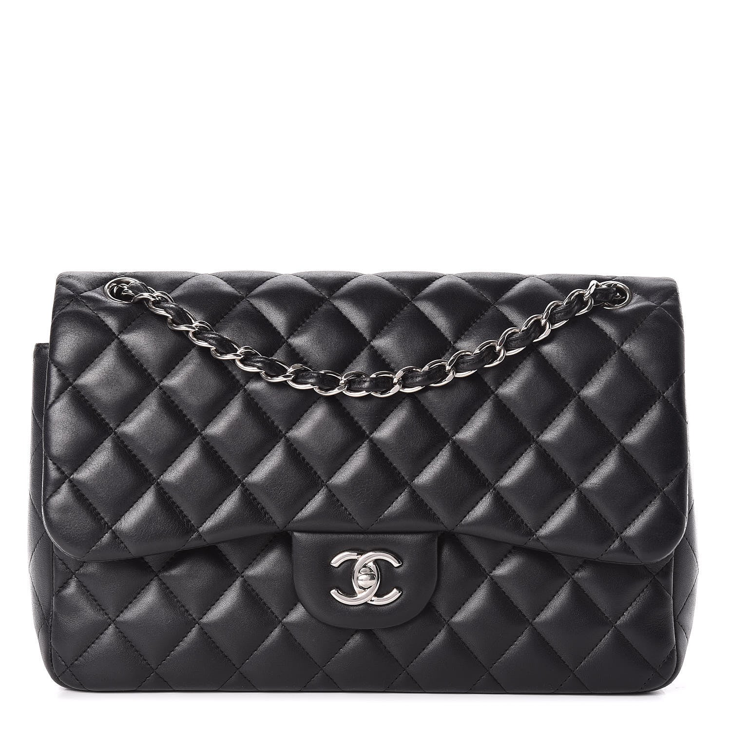 Chanel Lambskin Quilted Jumbo Double Flap Black 1 of 16
