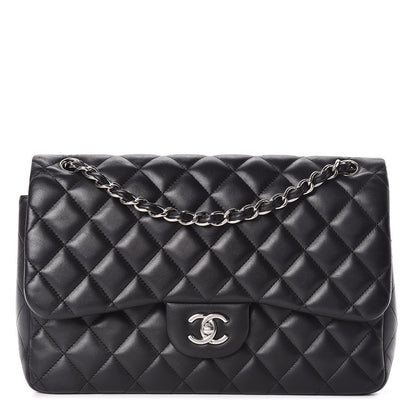 Chanel Lambskin Quilted Jumbo Double Flap Black 1 of 16