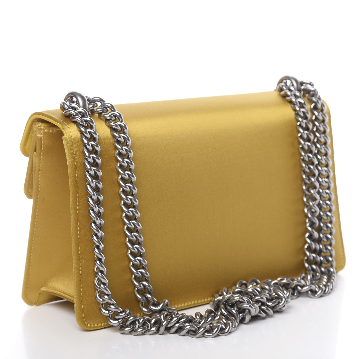 Gucci Satin Silk Crystal Small Dionysus Shoulder Bag Gold Black Diamond 3 of 12