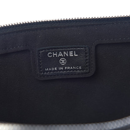 Chanel Lambskin Metallic Chevron Zip Pouch Black Silver 6 of 7