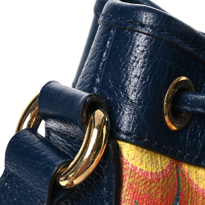 Gucci GG Supreme Kaleidoscope Calfskin Script Logo Gucci 100 Bucket Drawstring Bag Blue Orange Multicolor Blue Agata 11 of 13