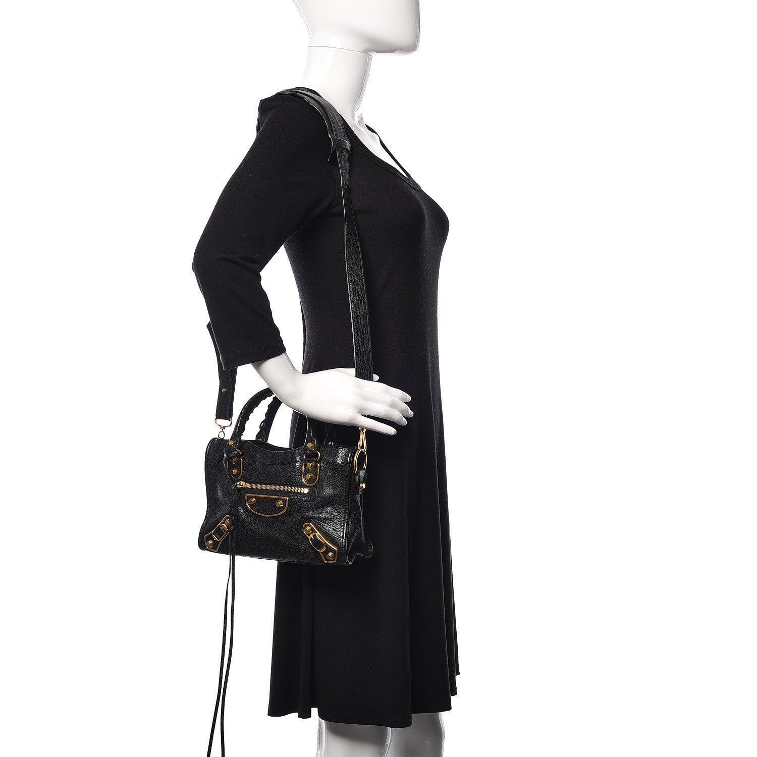 Balenciaga Chevre Gold Metallic Edge Hardware Mini City Black 1 of 13
