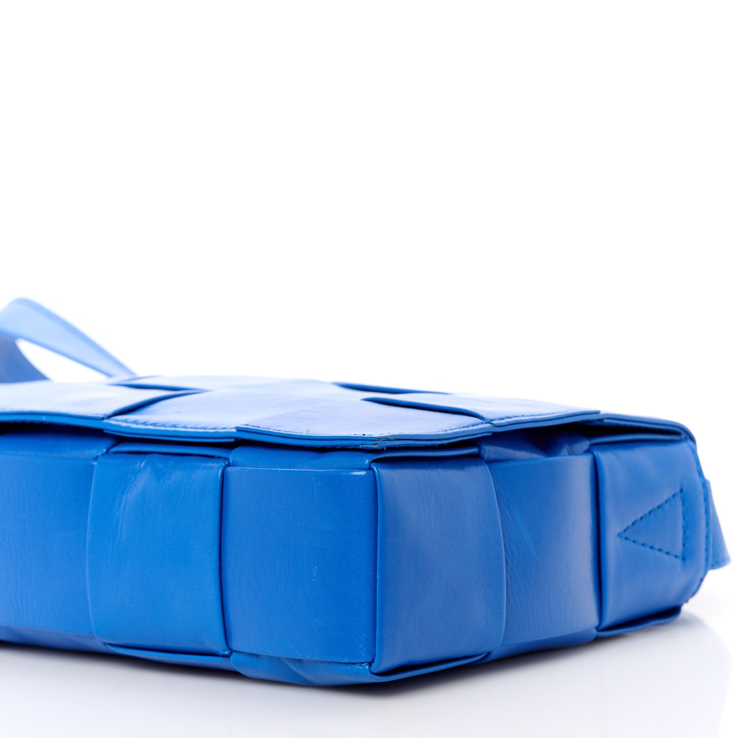 Paper Calfskin Maxi Intreccio Cassette Crossbody Bag Cobalt