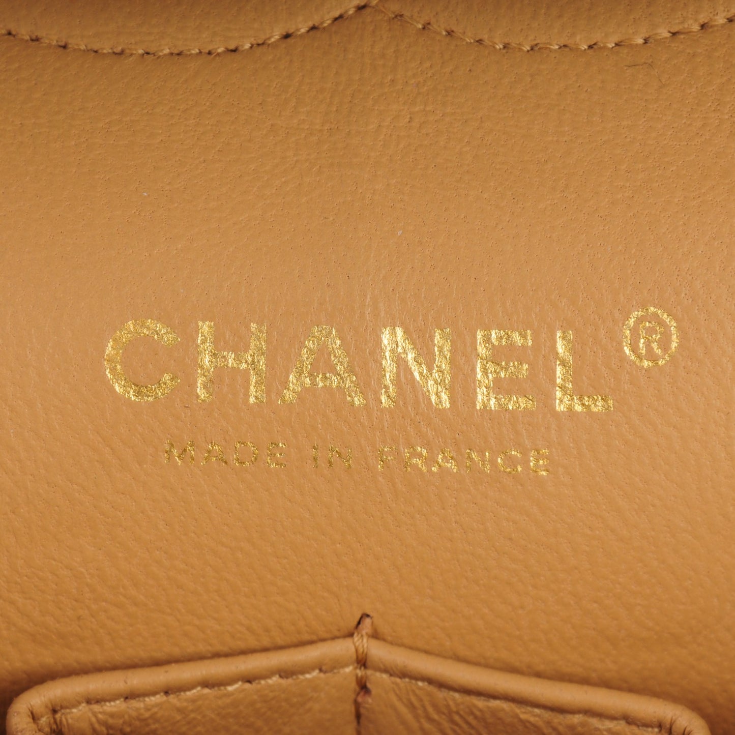 Lambskin Quilted Medium Double Flap Beige