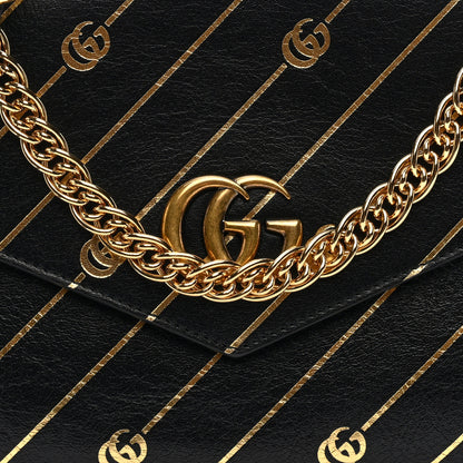 Gucci Calfskin Diagonal GG Medium Thiara Double Envelope Shoulder Bag Black White 8 of 10