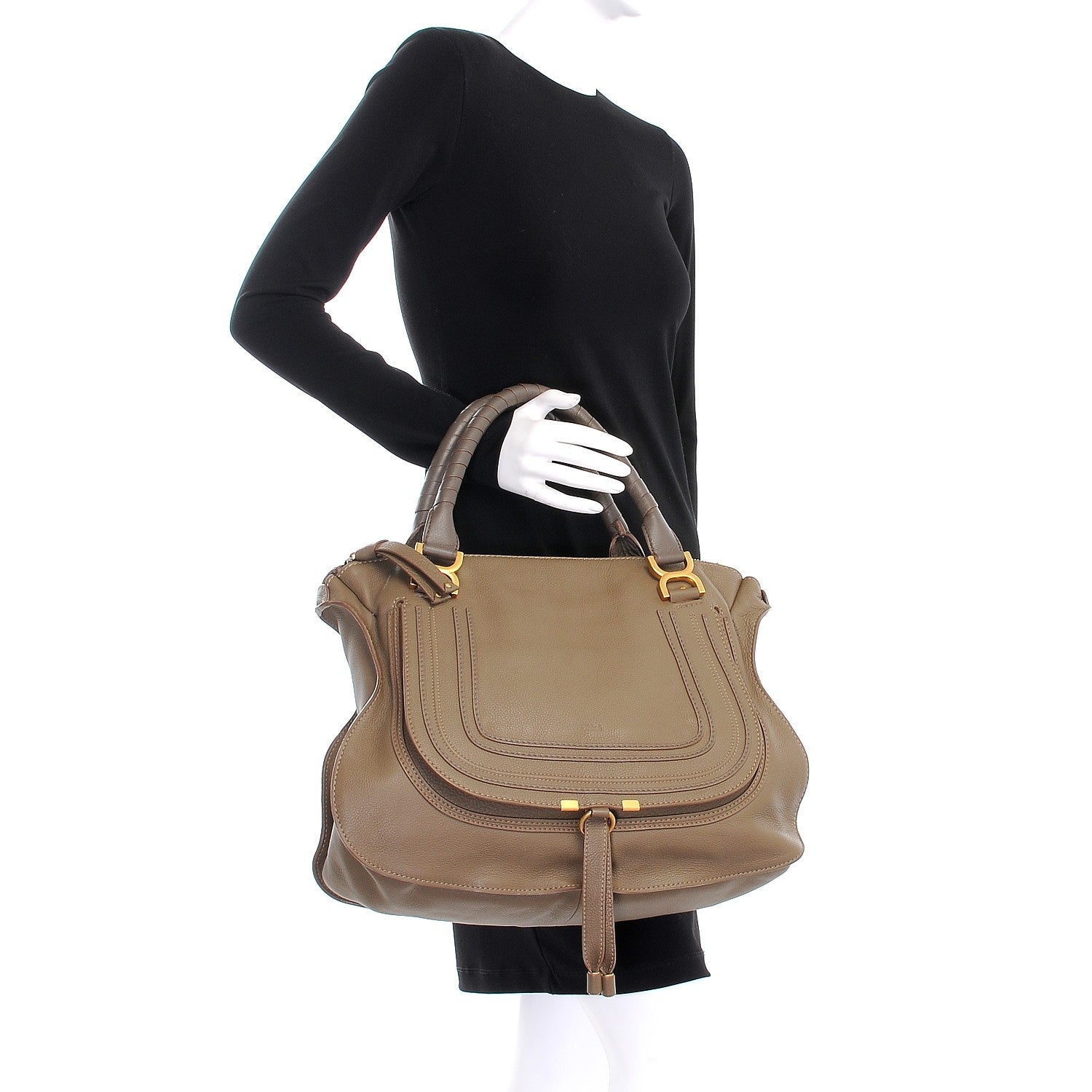 Chloe Calfskin Large Marcie Satchel Anchor Grey 2 of 9