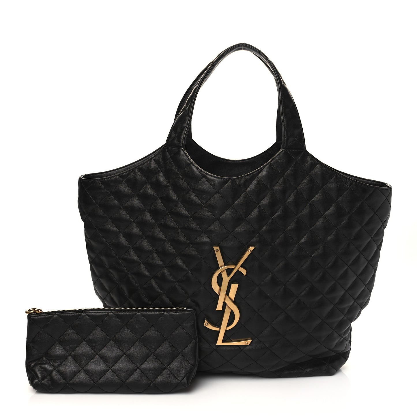 Lambskin Quilted Maxi Icare Shopping Tote Black