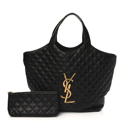 Saint Laurent Lambskin Quilted Maxi Icare Shopping Tote Black 1 of 7