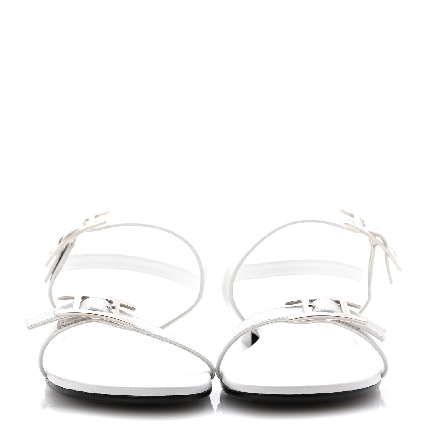 Hermes Calfskin Cristal Sandals 39 White 3 of 11