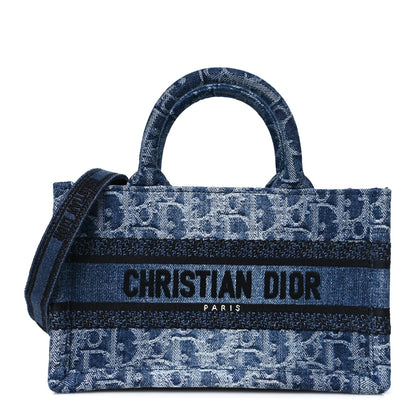 Christian Dior Denim Oblique Mini Book Tote With Strap Blue 1 of 11