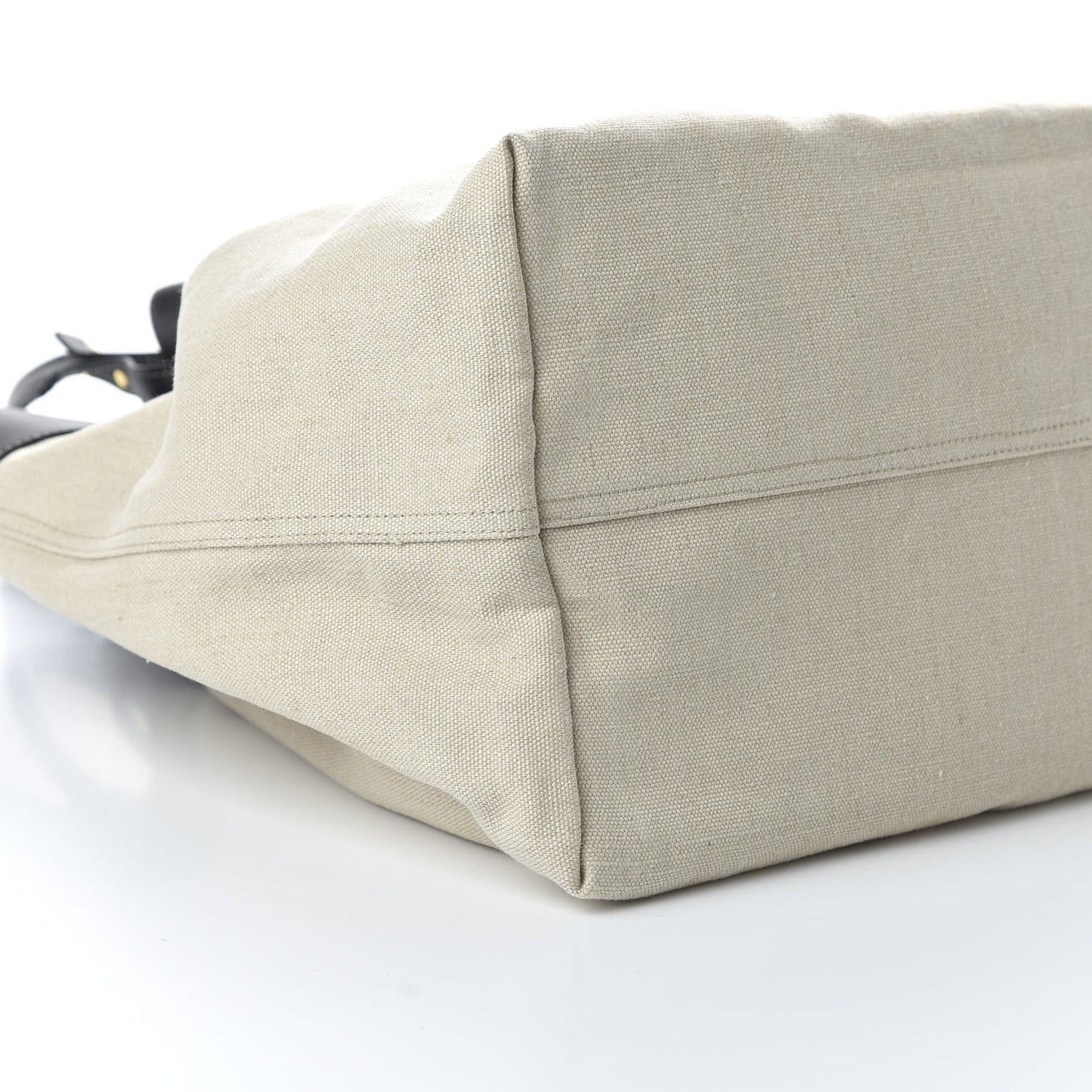 Natural Linen Matte Calfskin Quad Tote Black