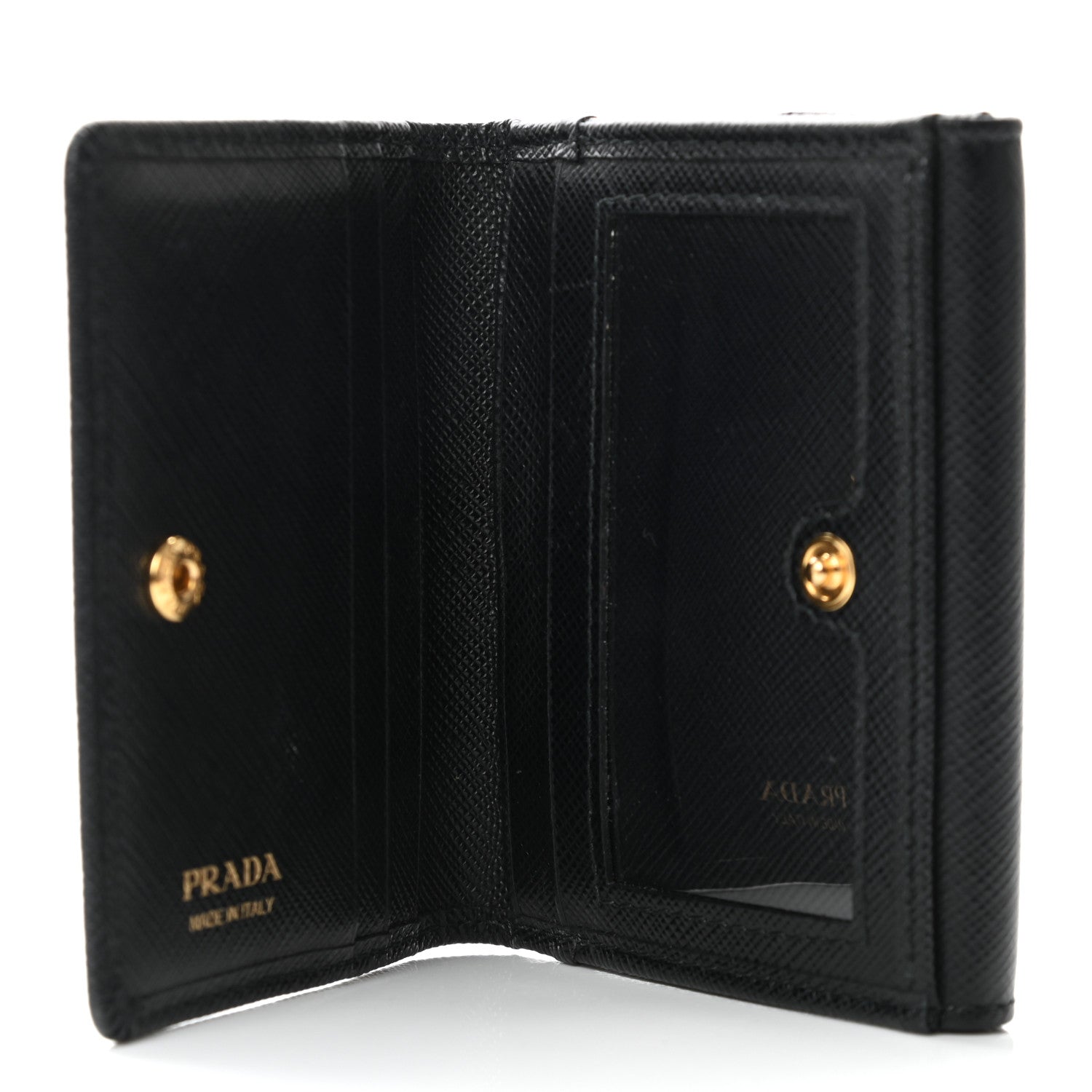 Prada Saffiano Metal Flap Card Holder Black 6 of 8