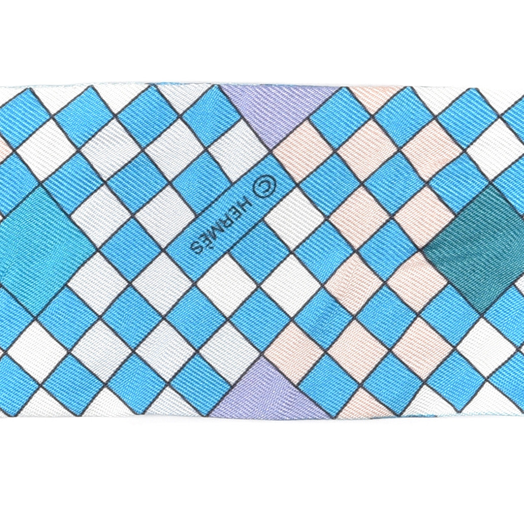 Hermes Silk Colliers De Chiens Remix Twilly White Turquoise 3 of 4
