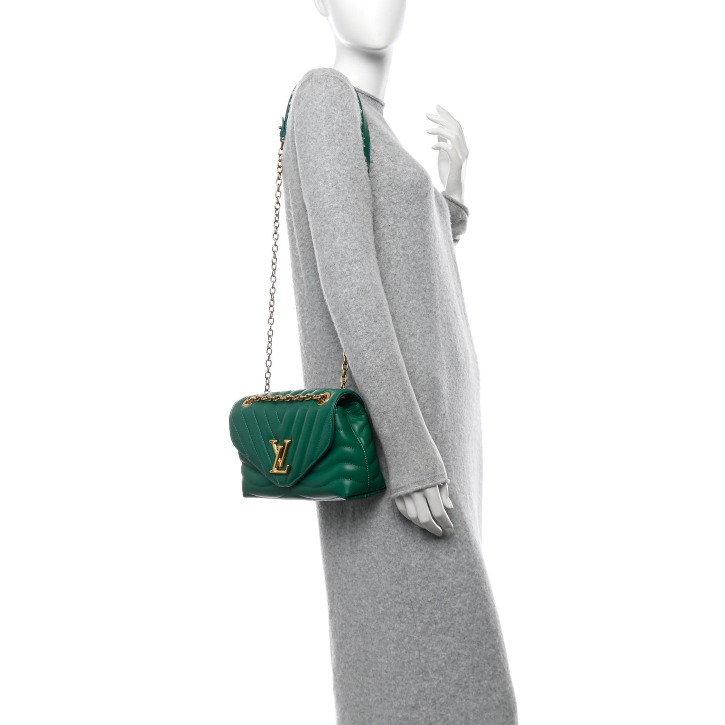 Calfskin New Wave Chain Bag MM NM Emerald