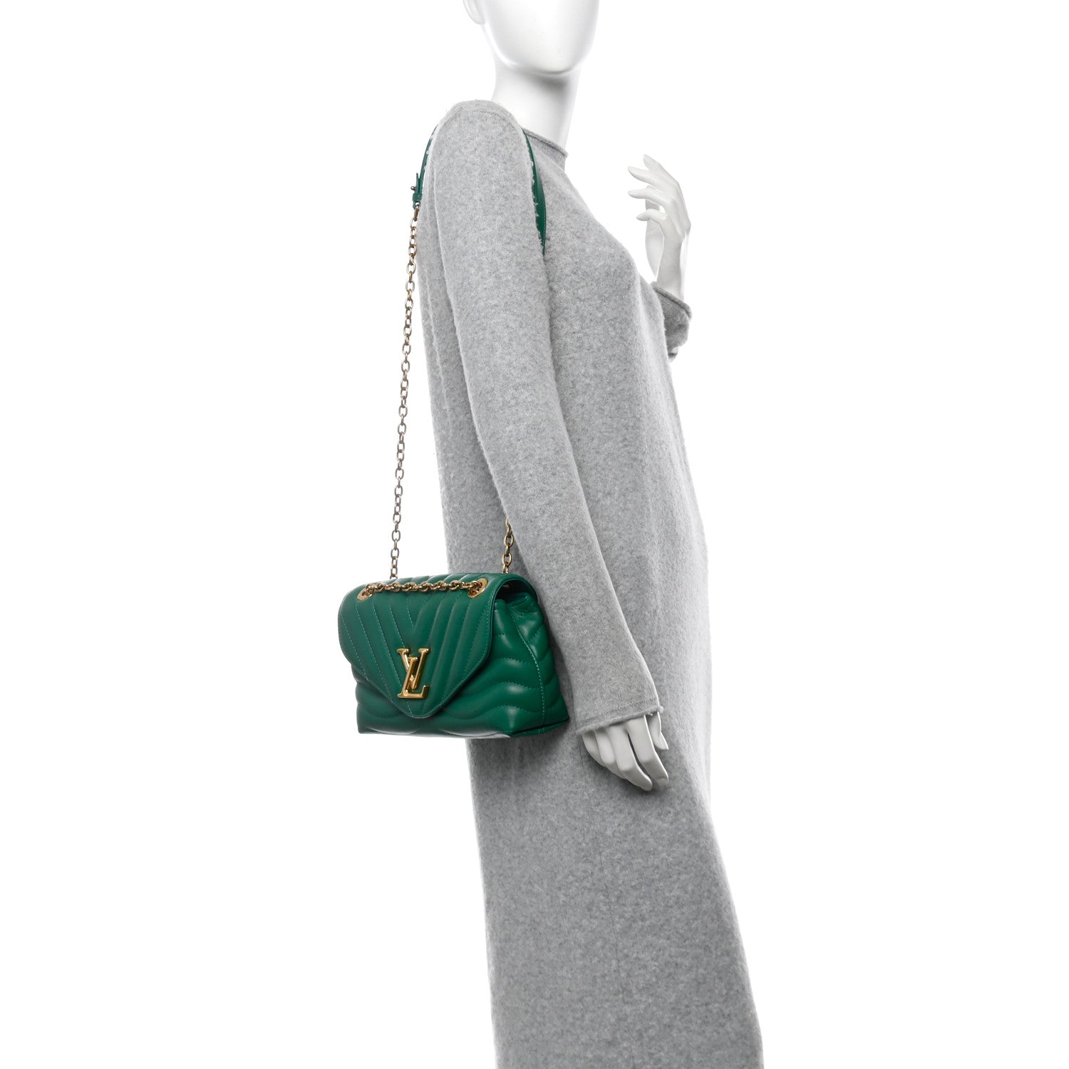 Louis Vuitton Calfskin New Wave Chain Bag MM NM Emerald 2 of 11