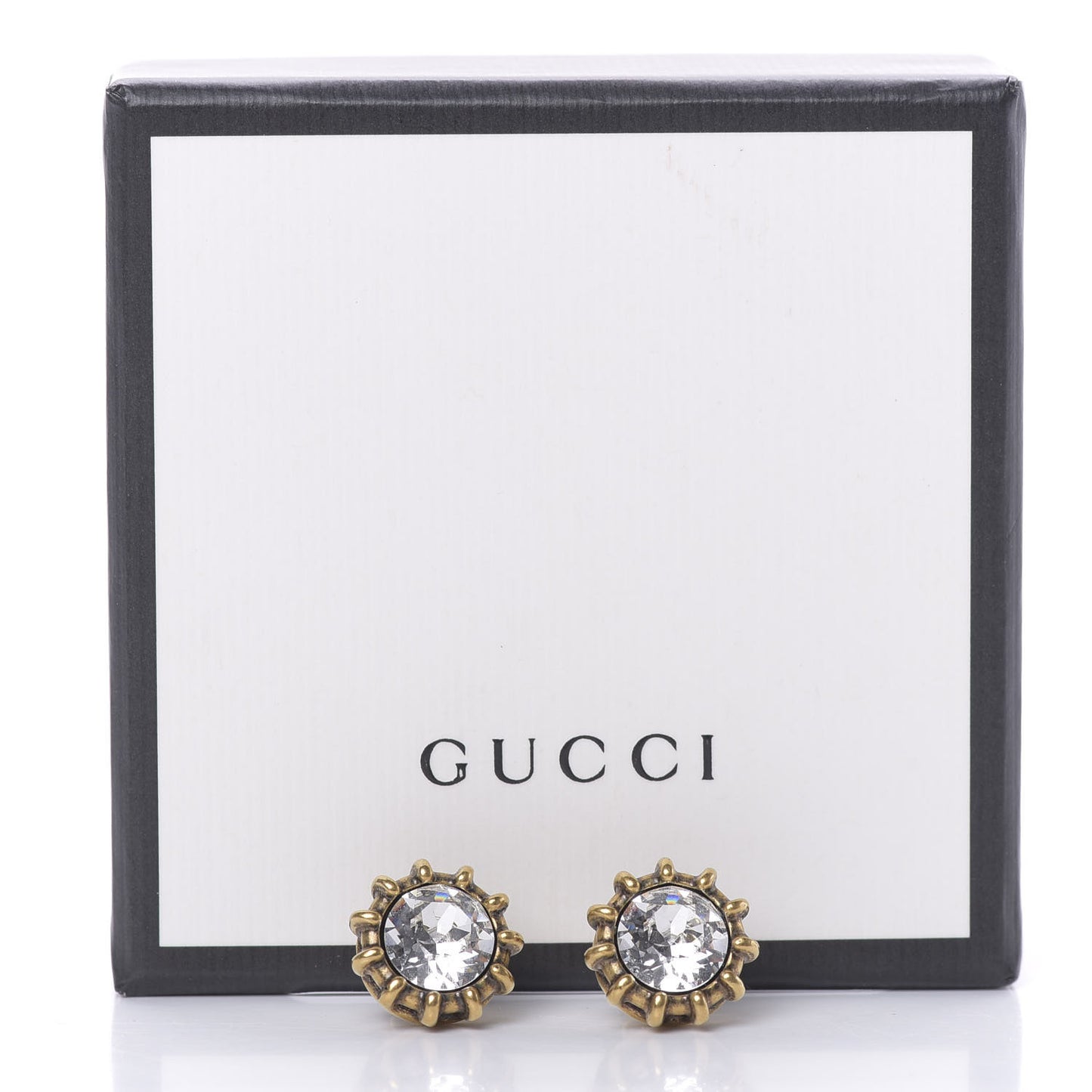 Crystal Stud Earrings Aged Gold