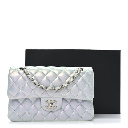 Chanel Iridescent Calfskin Quilted Small Double Flap Light Blue 11 of 11
