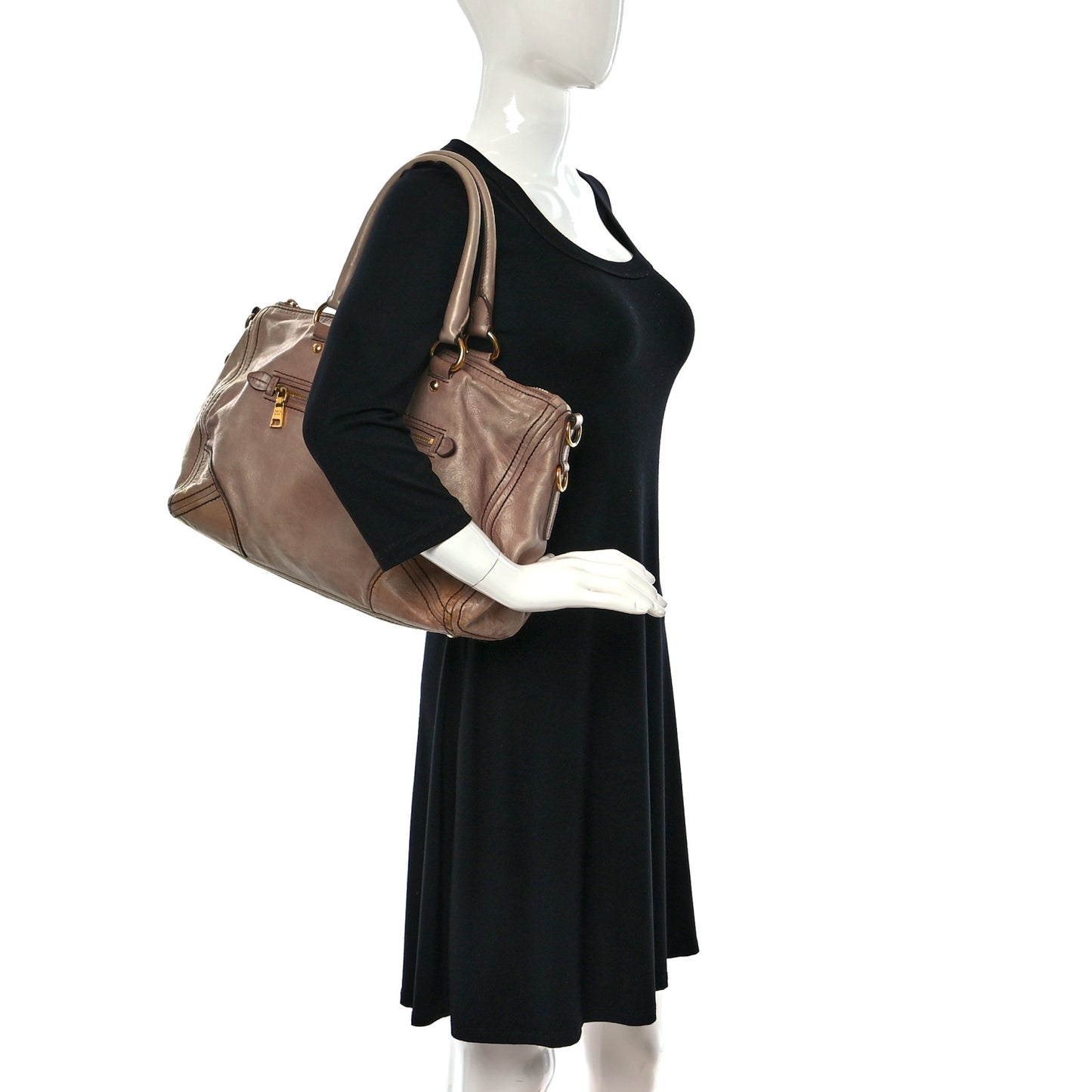 Vitello Shine Shopping Satchel Mughetto