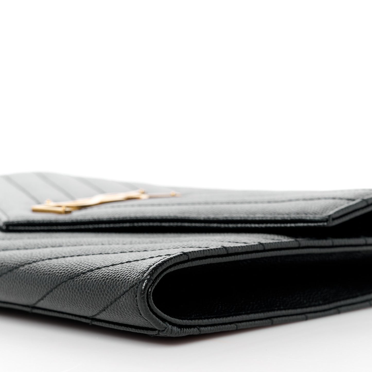 Grain De Poudre Matelasse Chevron Monogram Envelope Clutch Black
