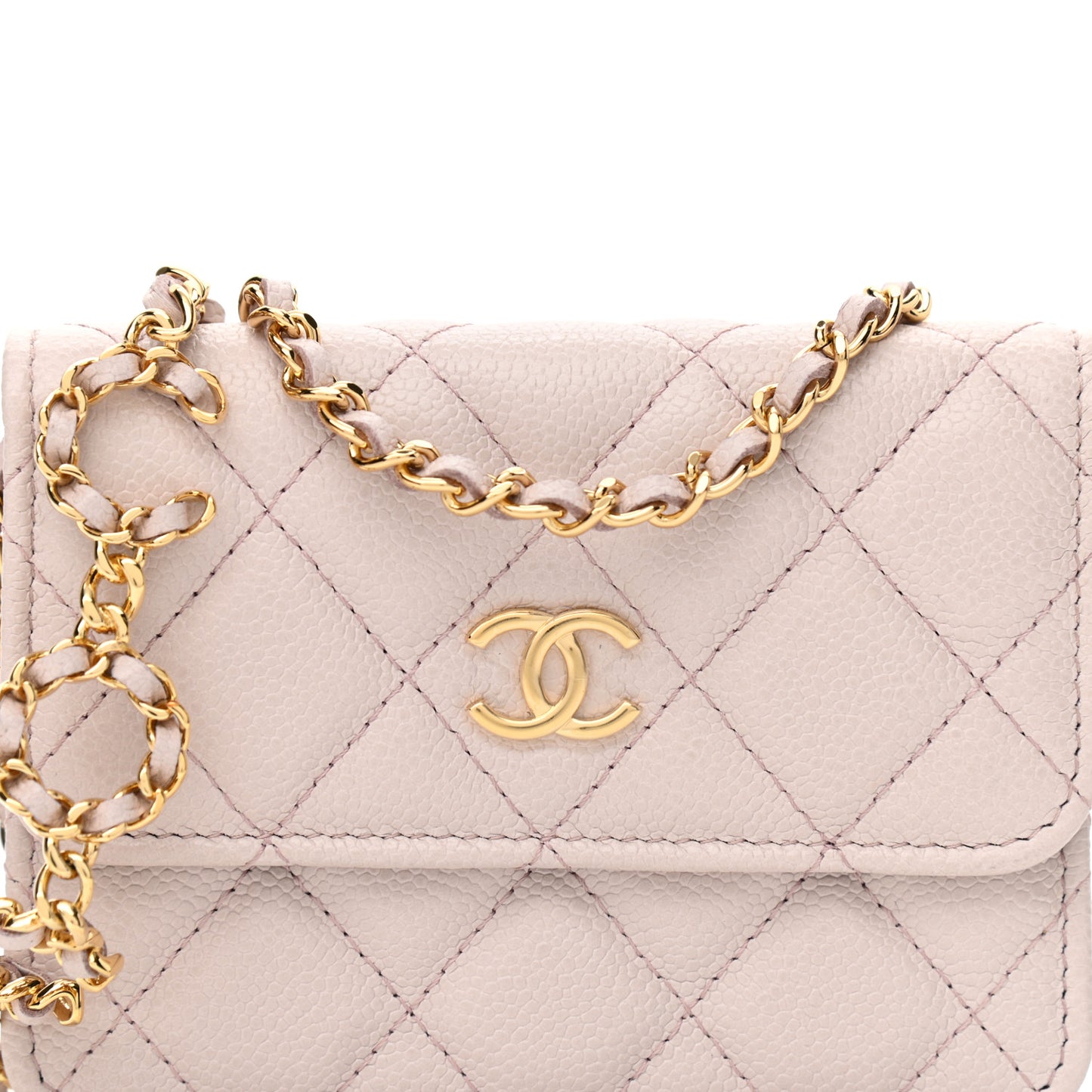 Caviar Quilted Miss Coco Clutch With Chain Light Purple