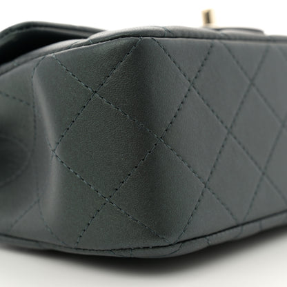 Chanel Iridescent Lambskin Quilted Mini Top Handle Rectangular Flap Dark Green 9 of 10