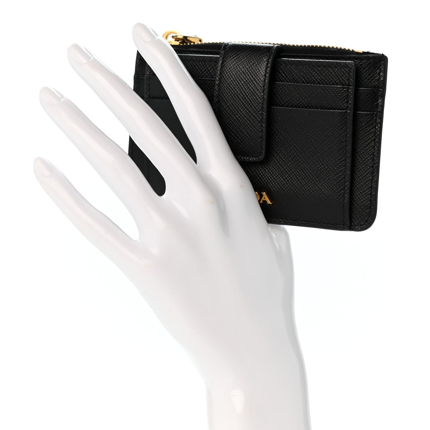 Saffiano Metal Coin Case Card Holder Black
