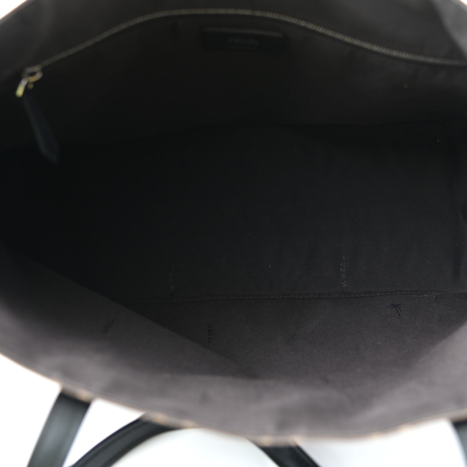 Fendi Glazed Fabric Vitello Century FF 1974 Stamp Patch Shopping Tote Mogano Panna Black 5 of 10